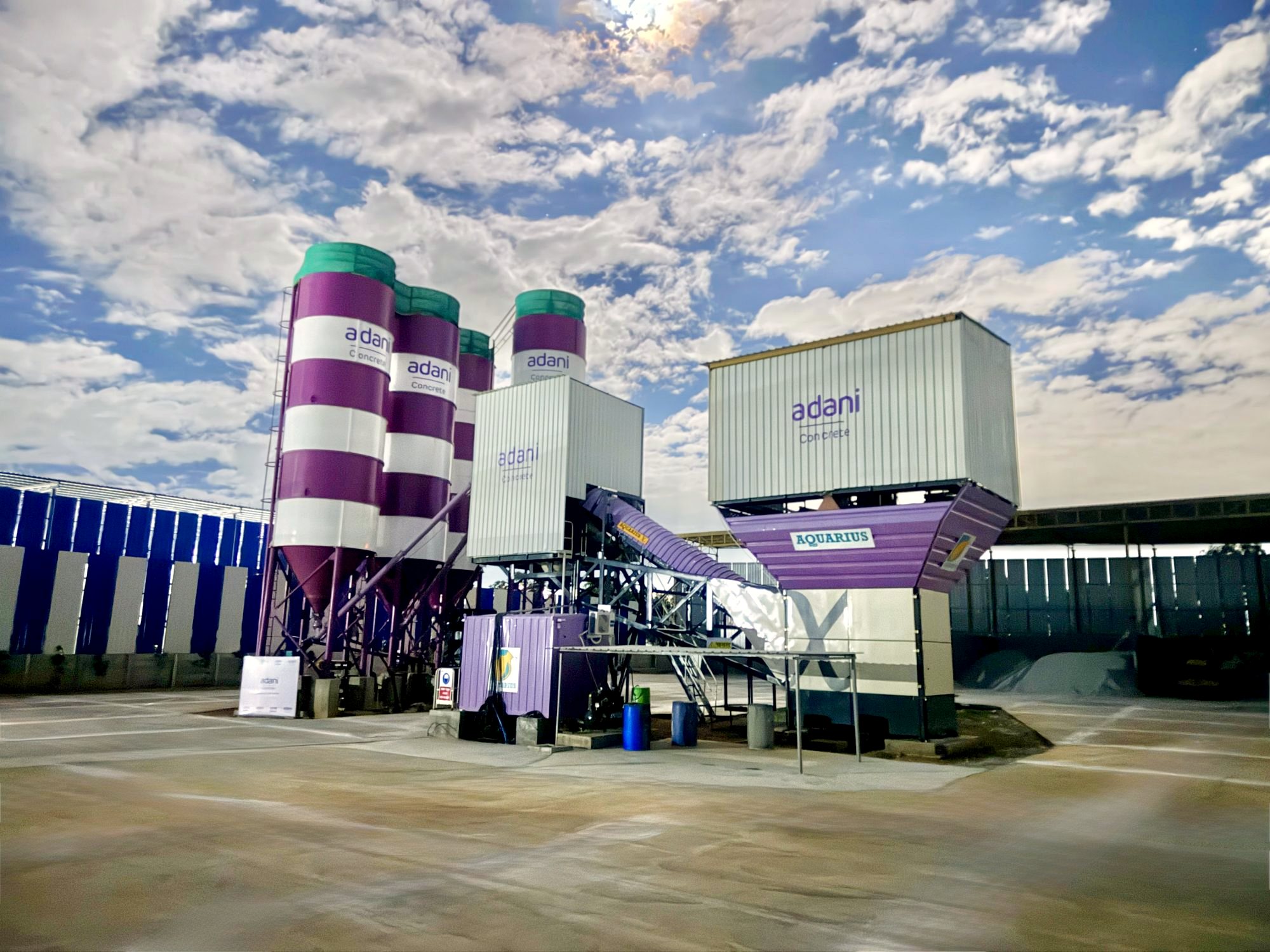 The loading yard and plant front in the evening